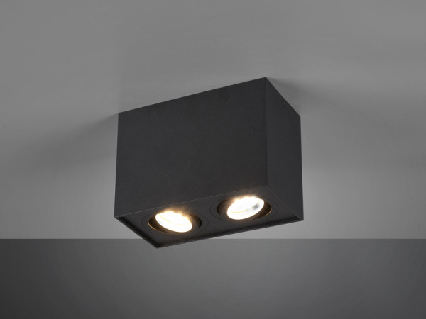 Trio led opbouwspot | Rechthoek | Biscuit | Zwart | 2x GU10